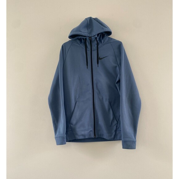 Nike Men's Dri-Fit Blue Athletic Zip-Up Hooded Sweatshirt Jacket - Size Small - Picture 1 of 9